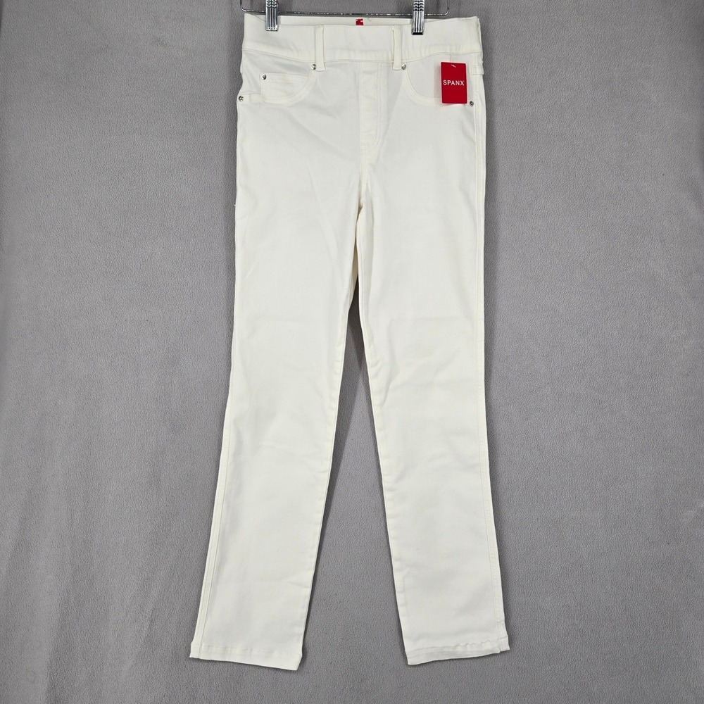 Spanx Womens NWT Small White Straight Leg Jeans High Rise Pull On 20354R